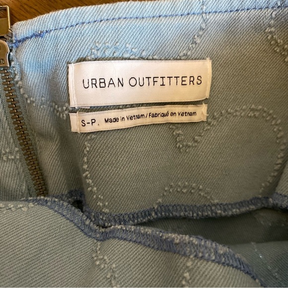 Urban Outfitters Floral Distressed Mini Skirt Light Blue Women’s Small Zippered - Picture 6 of 9